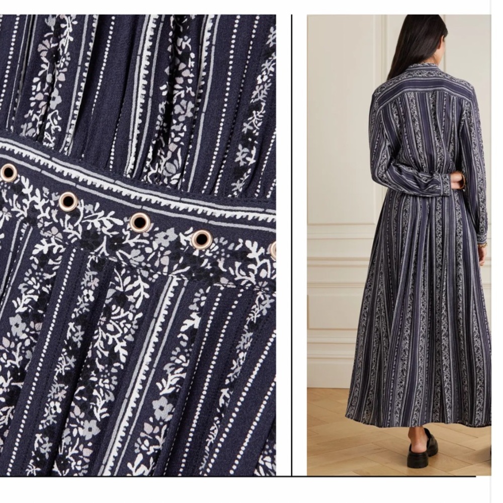 See By Chloe Dress Florence Tie-detailed Flora Crepe De Chine Maxi Dress size 2 - Picture 5 of 16